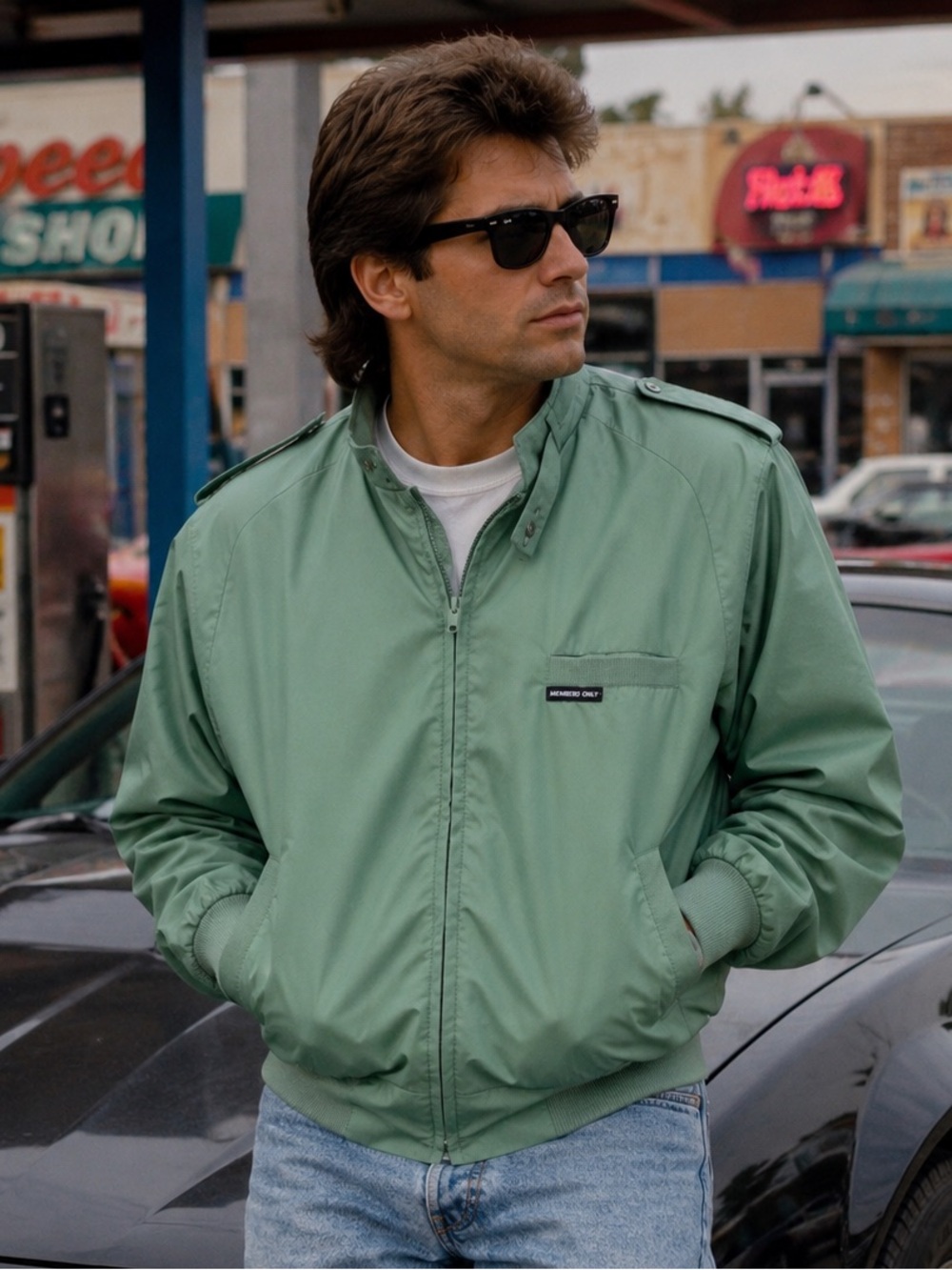 Vintage Members Only Iconic Racer Jacket Mint Green Small Great Condition